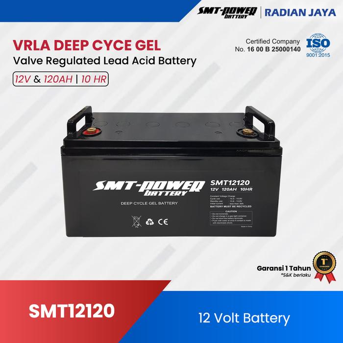 Gambar BATTERY KERING SMT POWER 12V 120AH / AKI KERING / SOLAR PANEL / PJU dari RADIAN JAYA undefined Tokopedia