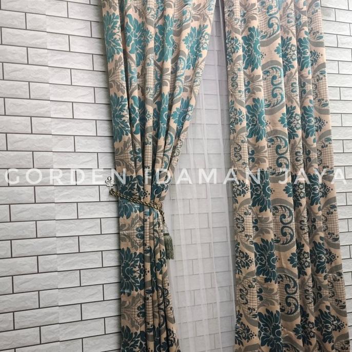 Gambar gorden motif bunga#gordyn gorden jendela black out bludru bolak balik - hijau tosca dari EasyPick Mart undefined Tokopedia