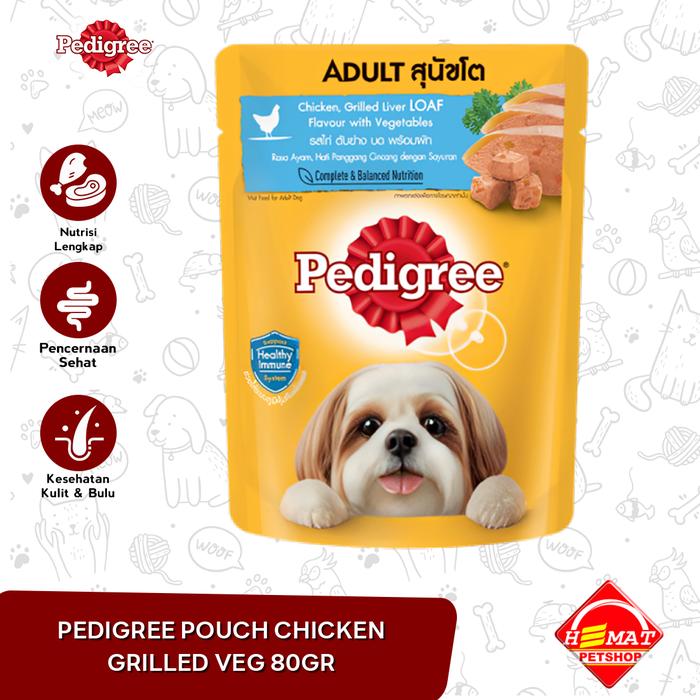 Gambar Makanan Basah Anjing Dewasa / Puppy Pedigree Pouch 80 Gram - Chicken Grilled dari Hemat Petshop Roxy undefined Tokopedia