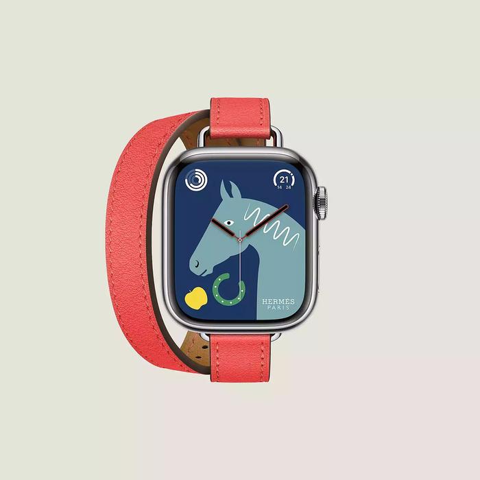 Gambar Apple Watch Hermes Series 10 42 mm Titanium Case with Hermes Double Tour Leather or Woven Strap 2024 - ATT Rose Texas dari Best Audio Shop undefined Tokopedia