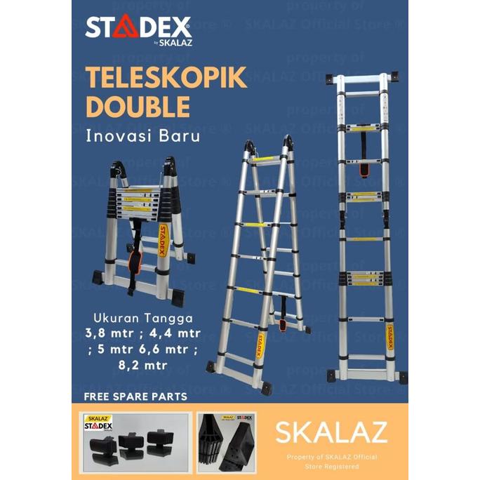 Gambar Promo Tangga Teleskopik Double 3,3 M + 3,3 M = 6,6 Mtr Merk Stadex By Skalaz Termurah - Silver dari Teknik Bintang undefined Tokopedia
