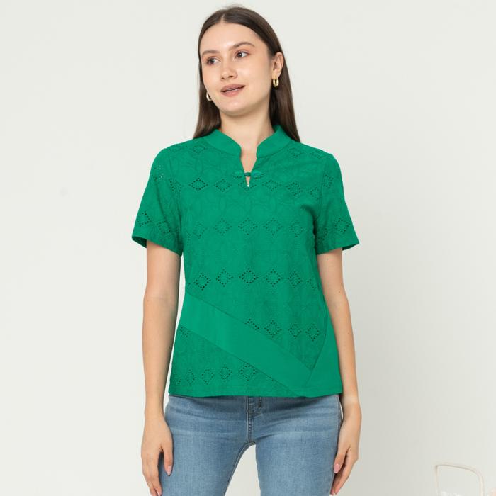 Gambar *Ready Stok* SISTER'S - Cheongsam Brukat Kombi Kaos C1463 (CAPZ) - Hijau, L dari Sisters Fashion Group undefined Tokopedia