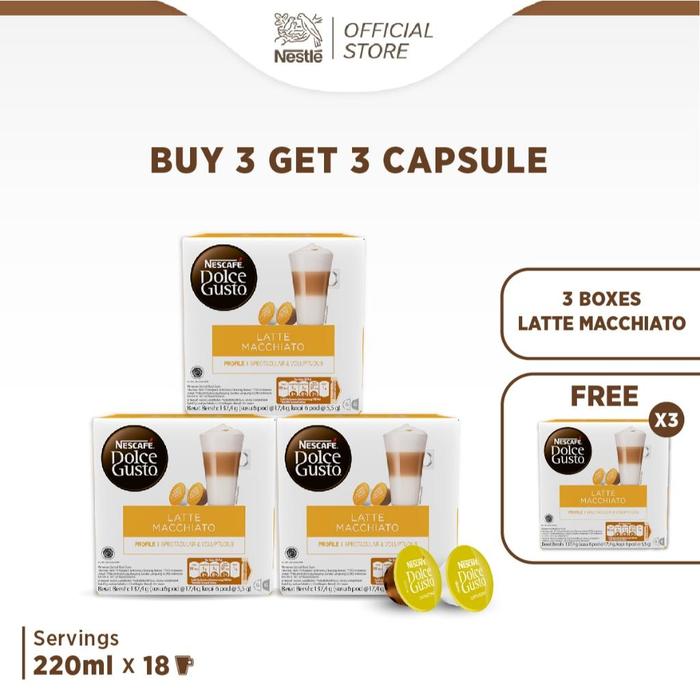 Gambar Nescafé Dolce Gusto Latte Macchiato 3 Box (36 Kapsul = 18 Gelas) Termurah Best Quality Asli 100% Original - BUY 3 GET 3 dari tirtagga undefined Tokopedia