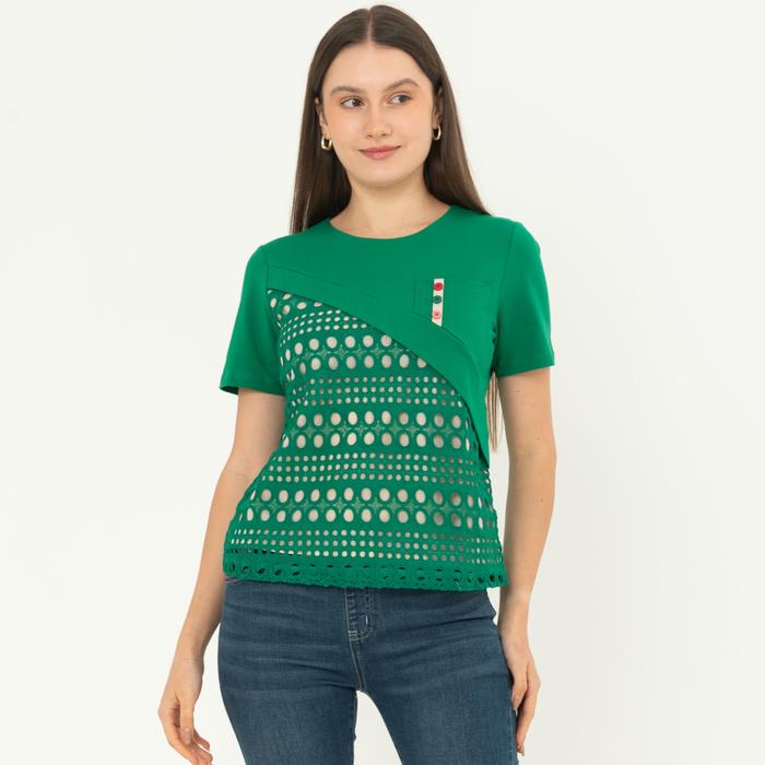 Gambar *Ready Stok* N2 - Atasan Brukat Kombi Kaos 7367 - Hijau, M dari Sisters Fashion Group undefined Tokopedia