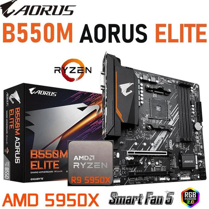 Jual Gigabyte B550M AORUS ELITE AM4 Motherboard Combo R9 5950X AMD