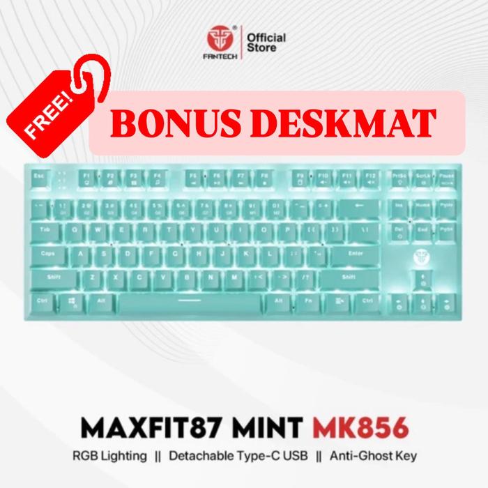 Gambar Fantech MK856 Maxfit87 TKL Macro Mechanical Gaming Keyboard RGB - Mint, RED Switch dari Click & Go Tokopedia undefined Tokopedia