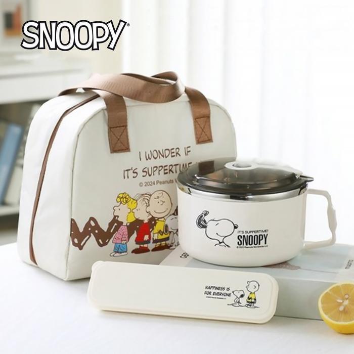 Gambar Set Mie Cup Stainless Snoopy ORI Peanuts Mangkuk Mie + USB Charging Tas Bekal Nasi Salad Buah - M.Mie+Tas+Alat dari TobbyCollection undefined Tokopedia