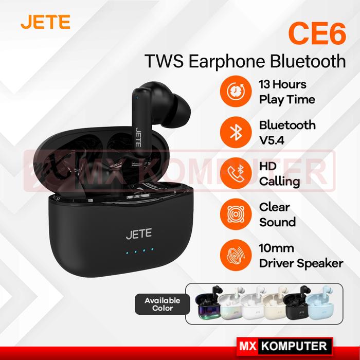 Gambar TWS JETE CE6 Earphone Bluetooth 13H Playtime BT 5.4 - Black dari MXKomputer_NEW undefined Tokopedia