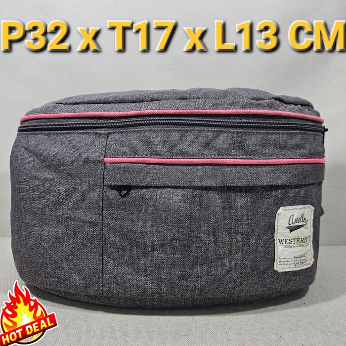 Anello Original Japan Sling Crossbody Waist Bag Tas Selempang Bisa Pinggang  Unisex Abu