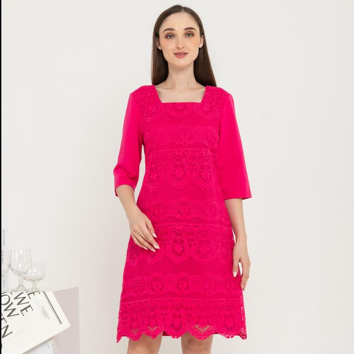 Gambar *Ready Stok* SISTER'S - Dress Brukat Kombi Kaos Y9442 (ZE) - Pink, M dari Sisters Fashion Group undefined Tokopedia