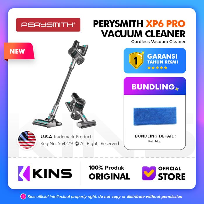 Gambar PerySmith XP6 Pro Cordless Vacuum Cleaner Portable Penyedot Debu Vacum - XP6 Pro+Mop dari KINS Official Store undefined Tokopedia