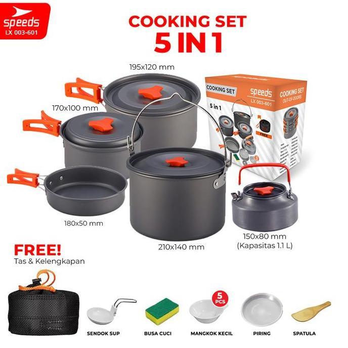 Gambar Promo / Terlaris SPEEDS Alat Masak SET Mini Camping Hiking Cookware Portable Tas Cooking Kompor Panci Sendok Mangkok Outdoor 003-601 Terbaik - 003-601 SET dari Swara Nusantara undefined Tokopedia