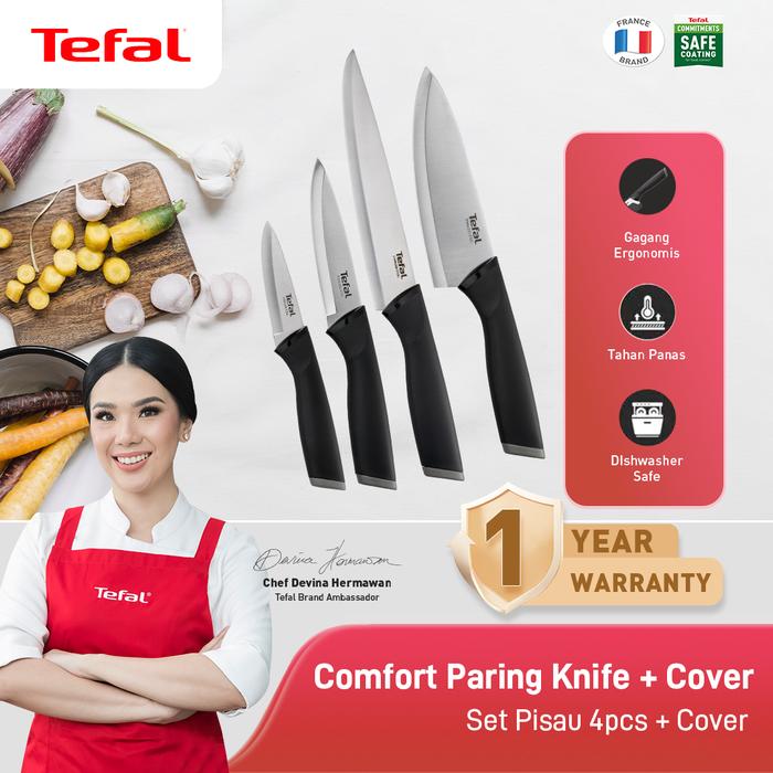 Gambar Tefal Pisau / Gunting Dapur Stainless Steel Serbaguna Dengan Tutup - Pisau 4pcs dari Tefal Indonesia Official undefined Tokopedia