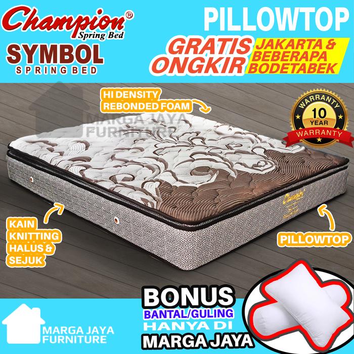 Gambar SET springbed kasur champion symbol Pillow Top + divan sandaran matras - Kasur Saja, 120x200 cm dari Toko Marga Jaya Furniture_NEW Kota Administrasi Jakarta Timur Tokopedia