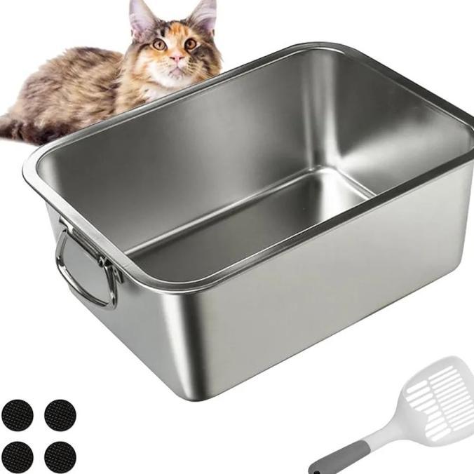 Jual Stainless Steel Cat Litter Box with Handle/Tempat Poop Anjing