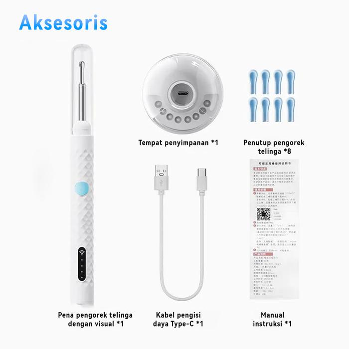 Gambar Korek Kuping Kamera Pembersih Telinga Smart Modern Endoscope HD WiFi Visual Ear Stick Cleaner With UV disinfeksi - Upgrade dari 3CPAL undefined Tokopedia