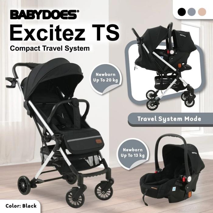 Gambar Stroller Kereta Dorong Bayi Babydoes Driver Plus TS Carseat - EXCITEZ BLACK, PLASTIC WRAP dari LemariAnakku undefined Tokopedia