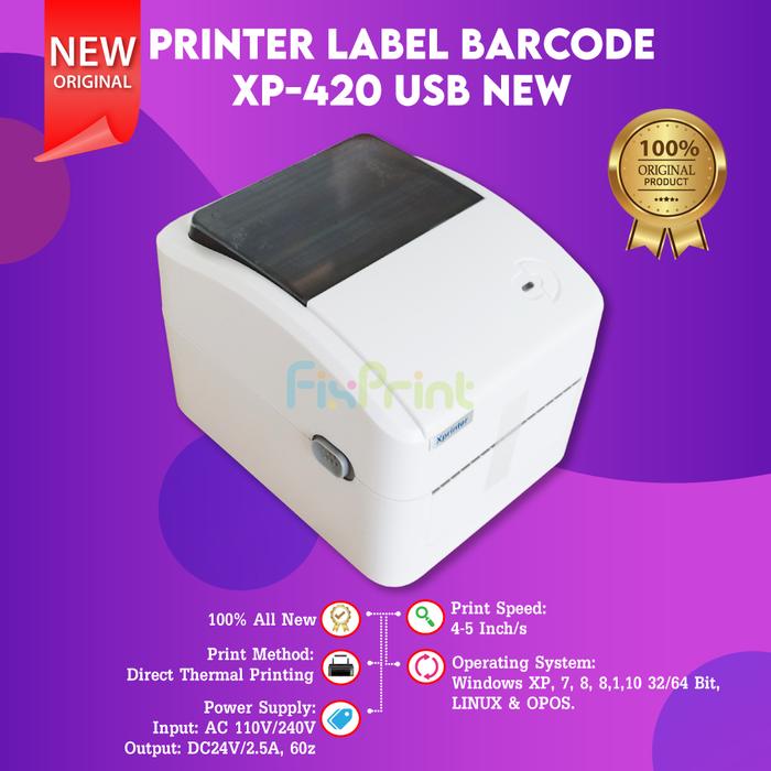 Gambar PRINTER BARCODE THERMAL XPRINTER XP-D4601B CETAK LABEL PENGIRIMAN A6 - XP420B USB PTH dari FixPrint Indonesia undefined Tokopedia
