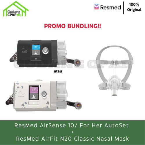 Gambar RESMED AIRSENSE 10/FOR HER + AIRFIT N20 CLASSIC - BUNDLE PACKAGE - dari Gudang CPAP undefined Tokopedia