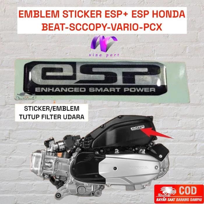 Gambar sticker logo emblem esp esp+ honda tutup box filter udara beat fi scoopy fi vario 110 125 150 fi esp pcx adv 150 160 - ESP dari Vina Part Motor undefined Tokopedia