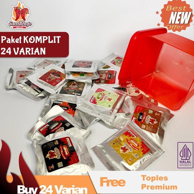 Gambar diskon Sambal Viral SamBhojo Sambal Sachet Paket All Varian 24pc GRATIS Toples - Jinak dari Zhavia Mart Jaya undefined Tokopedia