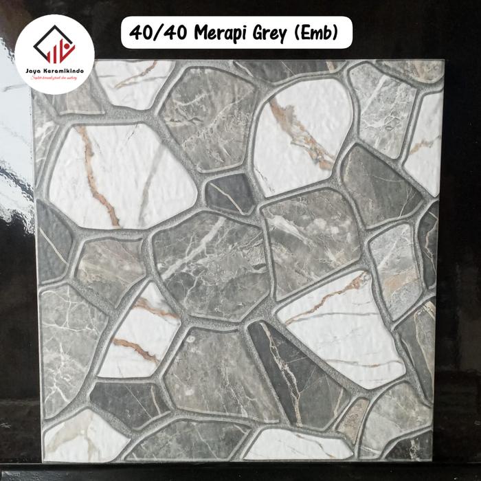 Gambar Keramik lantai/Teras 40x40cm Merk Valerius Type Merapi Grey - Kw.1 (Kasar) Motif Batu Embossed. dari Jaya Keramikindo 3 undefined Tokopedia