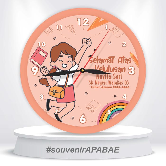 Gambar Hadiah Kenaikan Kelas / Gift Kenangan Sekolah / Jam Meja Custom Kartun Nama Hampers Graduation Lucu - ELS JINGGA, BULAT dari Souvenir APA BAE undefined Tokopedia