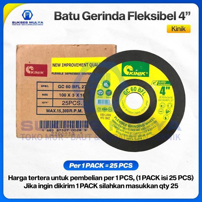 Gambar Batu Gerinda Flexible Kinik 4" / Batu Sleb Poles Kaca Keramik Granite - Grit 60 dari suksesmulya undefined Tokopedia