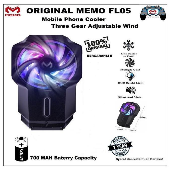 Gambar Memo FL05 LED RGB Mobile Phone Cooler Gaming 700mah Kipas Pendingin HP Cooling fan Rechargeable Battery TPU Plastik Black Angin Unit Baru / Segel - BLACK dari Xpert Gaming undefined Tokopedia