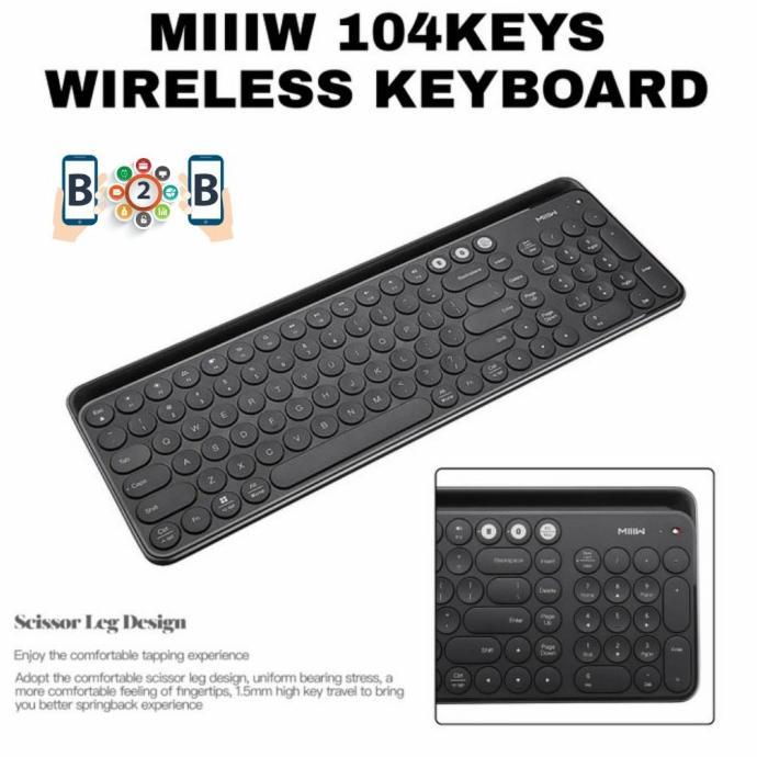 Gambar MIIIW 104 Keys Keyboard Dual Mode Wireless Bluetooth MIIW - Hitam dari Zara1 Shop undefined Tokopedia