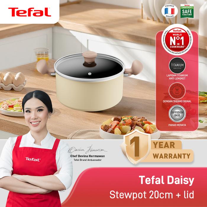 Gambar Tefal Wajan Panci Penggorengan Anti Lengket / Daisy Series Stewpot - 20cm + lid dari Tefal Indonesia Official undefined Tokopedia