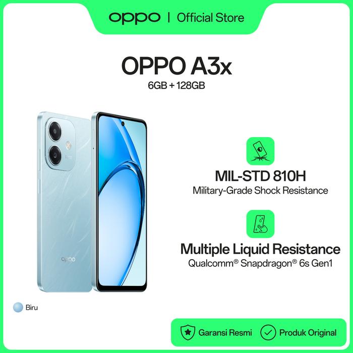 Gambar OPPO A3x 6GB/128GB Smartphone (Garansi Resmi) XYZ8732OP - Biru dari OPPO Store Indonesia undefined Tokopedia
