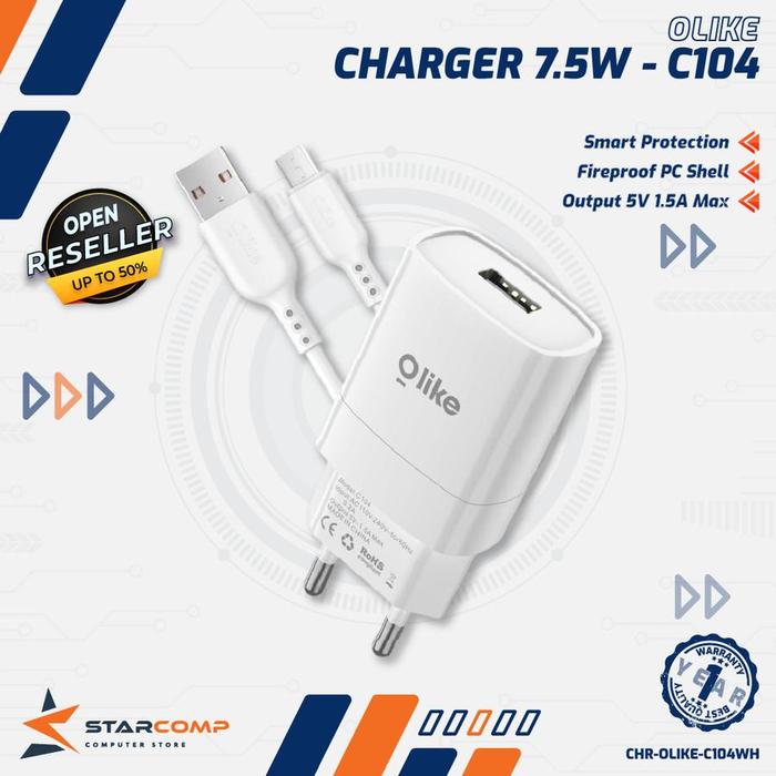 Gambar OLIKE C104 KEPALA CHARGER USB ADAPTER CHARGER PLUG EU KABEL MICRO USB TYPE C - Micro USB dari Starcomp Solo undefined Tokopedia