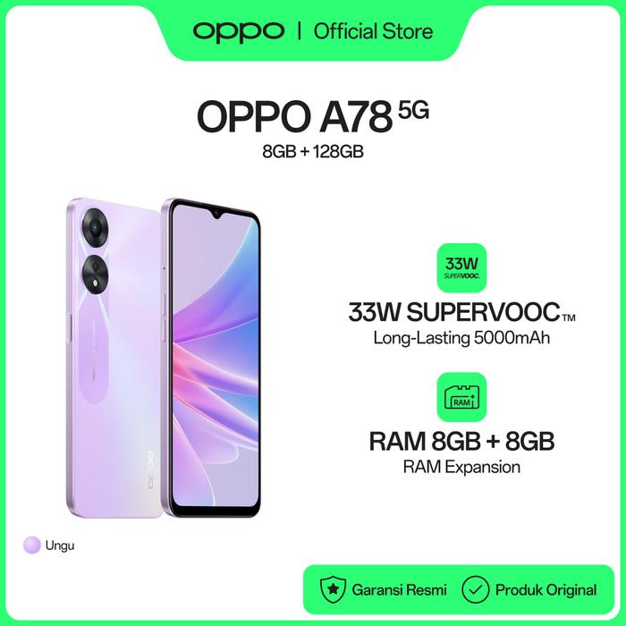 Gambar OPPO A78 5G 8GB/128GB Smartphone (Garansi Resmi) - Ungu dari OPPO Store Indonesia undefined Tokopedia