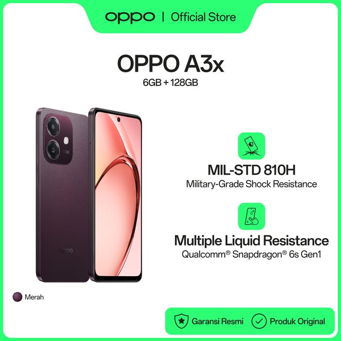Gambar OPPO A3x 6GB/128GB Smartphone (Garansi Resmi) XYZ8732OP - Merah dari OPPO Store Indonesia undefined Tokopedia