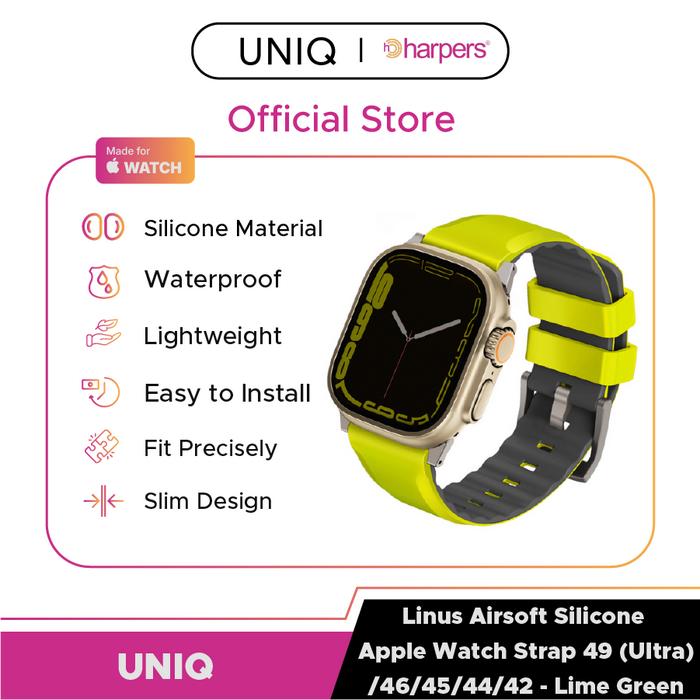 Gambar UNIQ LINUS AIROSOFT SILICONE APPLE WATCH STRAP 49 (ULTRA)/45/44/42MM - Lime Green, 49/45/44/42 dari Harpers Indonesia undefined Tokopedia