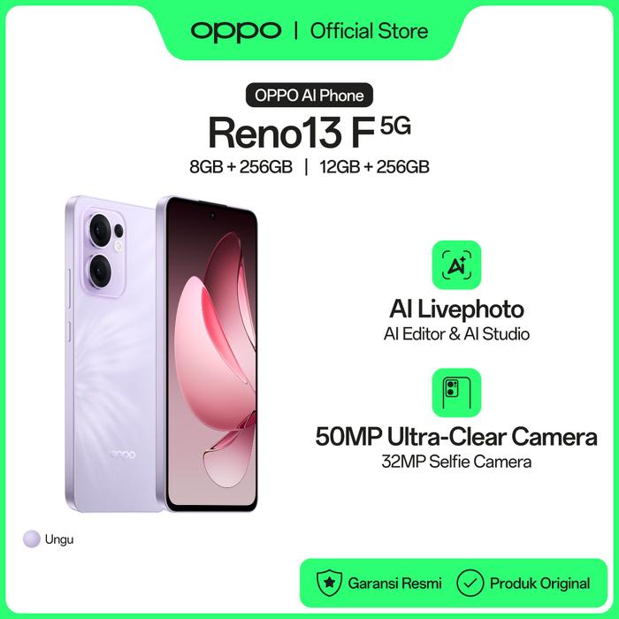 Gambar [NEW] OPPO Reno13 F 5G 12GB/256GB & 8GB/256GB (Garansi Resmi) - Ungu, 8GB+256GB dari OPPO Store Indonesia undefined Tokopedia