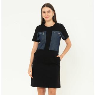 Gambar *Ready Stok* N2 - Dress Denim Kombi Kaos 7483 - Hitam, M dari Sisters Fashion Group undefined Tokopedia