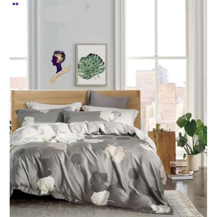Gambar (gha) Madamel Set Sprei Tencel/Organic Japan Leaf in Grey - Diamond Series - 200 x 200, Grey dari ghaoaknw undefined Tokopedia