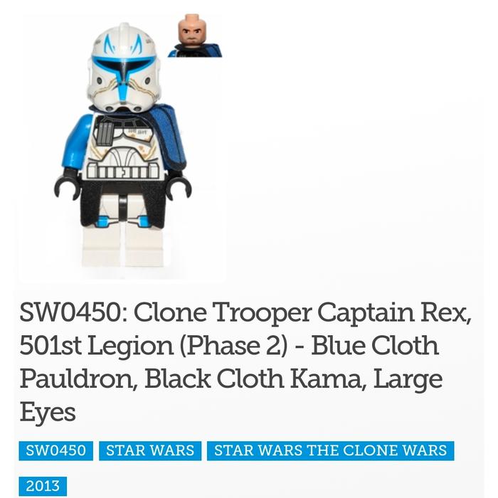 501st Legion Phase Rex Lego Lego Star Wars MINIFIGURE Clone