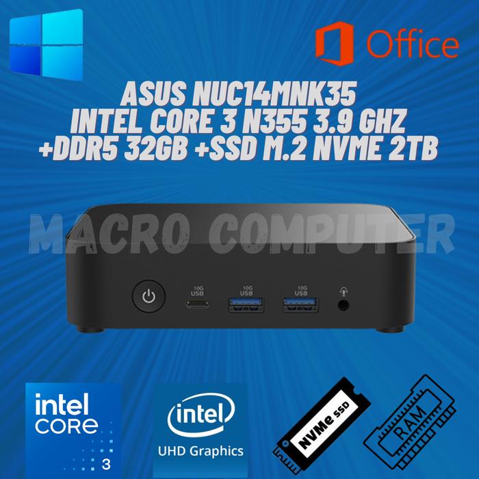 MINI PC INTEL NUC ASUS NUC INTEL CORE N355 FULLSET WIN11 +OFFICE+RAM  +SSD |ASUS NUC14MNK35 NUC 14MNK35 DDR5 8GB+NVME 256GB