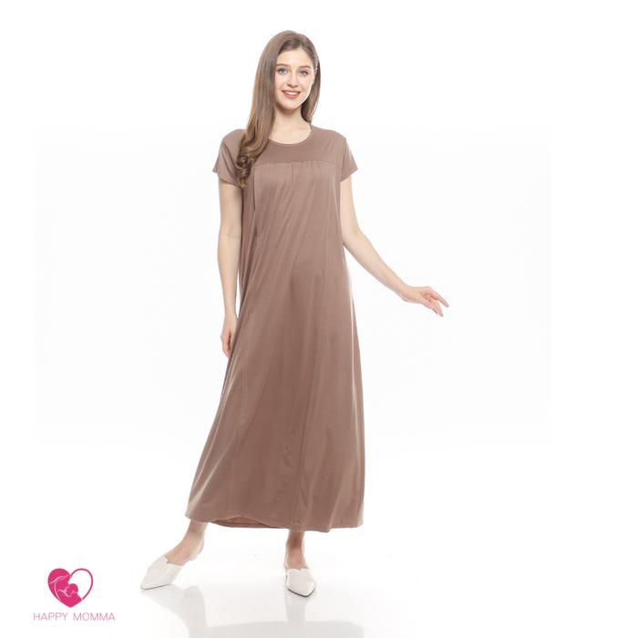 Gambar Dress Busui Friendly Bukaan Kanan Kiri untuk Ibu Hamil - Happymomma - Frappucino dari Baju Hamil Menyusui Happymomma undefined Tokopedia