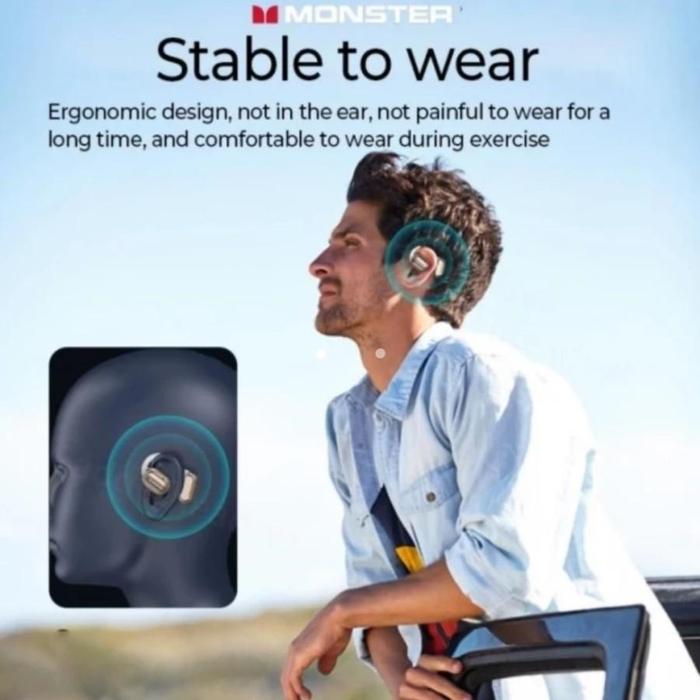 Jual Monster AC100 TWS True Wireless Bluetooth Earphone Ear Clip
