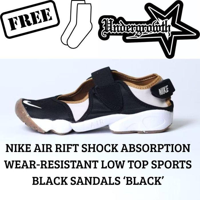 Flat Shoes Nike Air Rift Shock Absorption Wear-Resistant Low Top Sports  Black Sandals 'Black' DM6441-045 36 di Understyleright Tokopedia