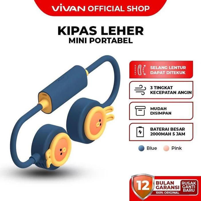 Gambar Vivan VF01 Kipas Leher Mini Portable Neck Fan Karakter Lucu Imut 3 Kecepatan Angin Type-C 2000 mAh - Garansi Resmi 1 Tahun - Blue dari bestdeal_NEW Kota Administrasi Jakarta Pusat Tokopedia