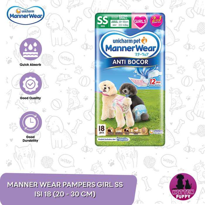 Gambar Popok Pampers Anjing Manner Wear Jantan Betina Dog Diapers - Girls SS dari Kittenpuppy Petshop undefined Tokopedia