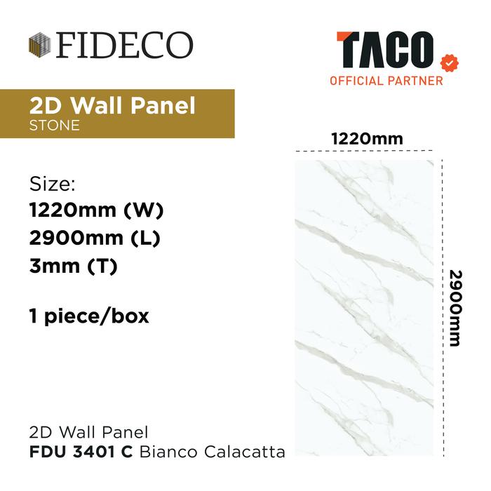 Gambar TACO FIDECO 2D Wall Panel Stone Series / UV Marble TACO 3mm Ukuran 122cm x 290cm / Panel Marmer PVC 3mm Hiasan DInding - FDU 3401 C dari Unique Carpet & Decoration undefined Tokopedia