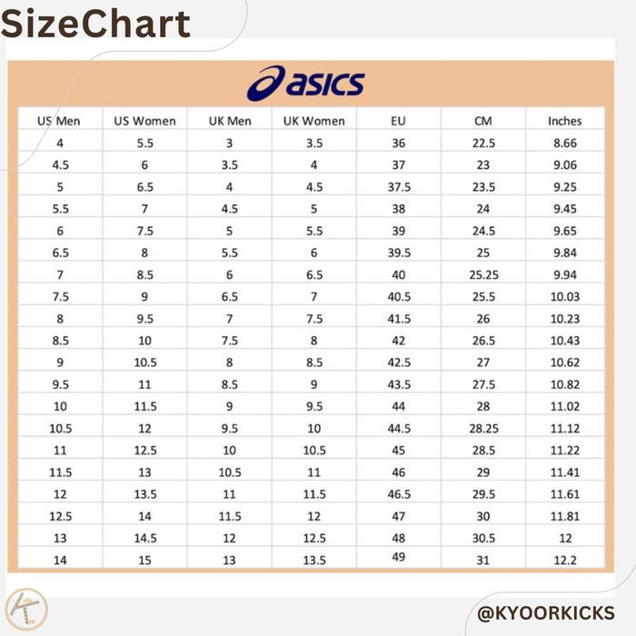 Asics Men Asics Shoes Width Chart Asics Width Guide Shop