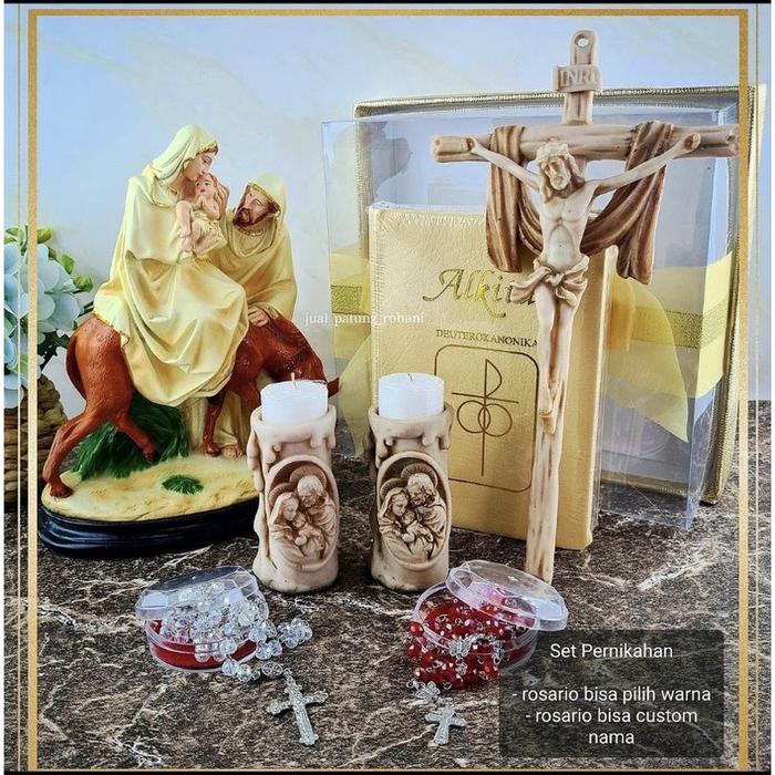 Gambar Set Paket Hantaran Seserahan Pernikahan Katolik Keluarga Kudus Keledai - Gold dari jual patung rohani undefined Tokopedia