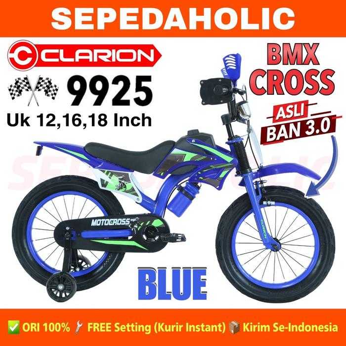 Gambar Sepeda Anak Laki BMX TRAIL CLARION 9925 Ukuran 12 16 Inch Usia 2-6 Tahun Model Motor Cross - Biru, 16 Inch dari Sepedaholic undefined Tokopedia